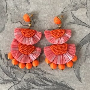 J. Crew Orange and Pink Frayed earrings NEW
